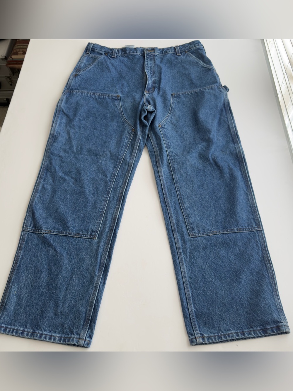 Carhartt Double Knee Men's Size 40x32 B73 DST Dungaree Fit Carpenter Blue Jeans